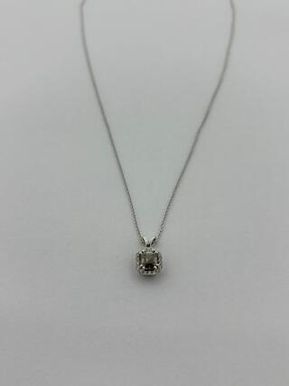 Witgouden collier met diamanten en fancy diamant, Witgoud